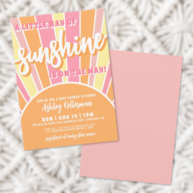 Invitación Sunshine Retro Bright Sun Baby Shower (Sunshine Retro Bright Sun Baby Shower Invitation)