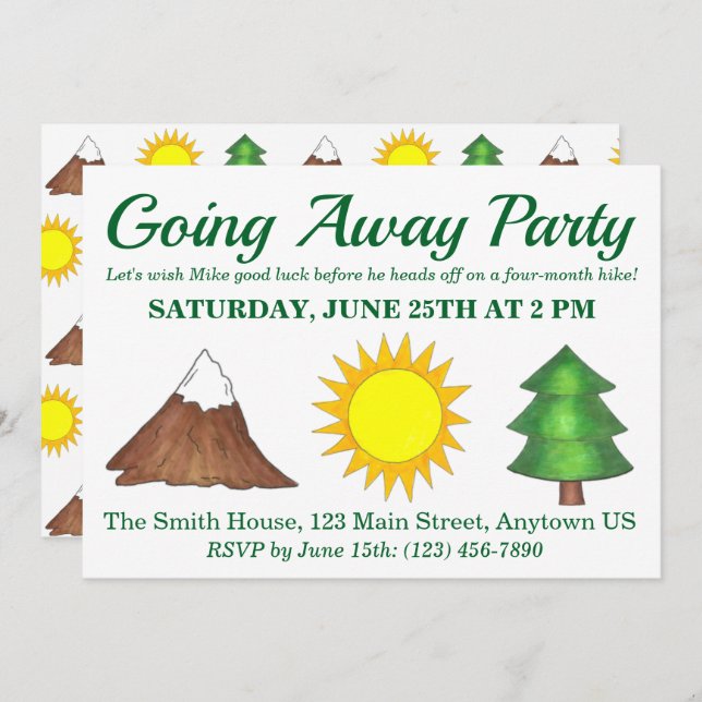Invitación Sunshine Tree Mountain Senderismo Woods Campamento (Anverso / Reverso)