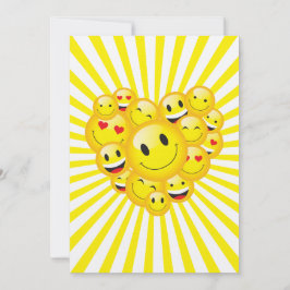 Invitación Sunshine Yellow Happy Smile Faces Rave Fiesta