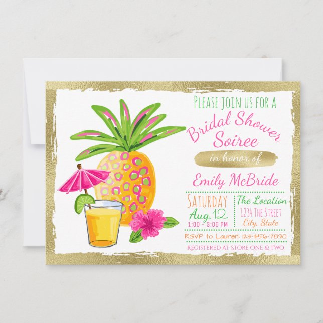 Invitación Suntuoso baby shower tropical (Anverso)