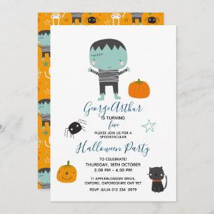 Invitación Super Cute Frankenstein niño Halloween Cumpleaños