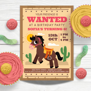 Invitación Super Cute Horse Birday Party