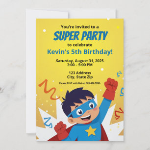 Invitación Super Hero al estilo de historietas per