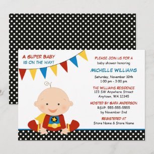 Invitación Super héroe que golpea Baby Shower