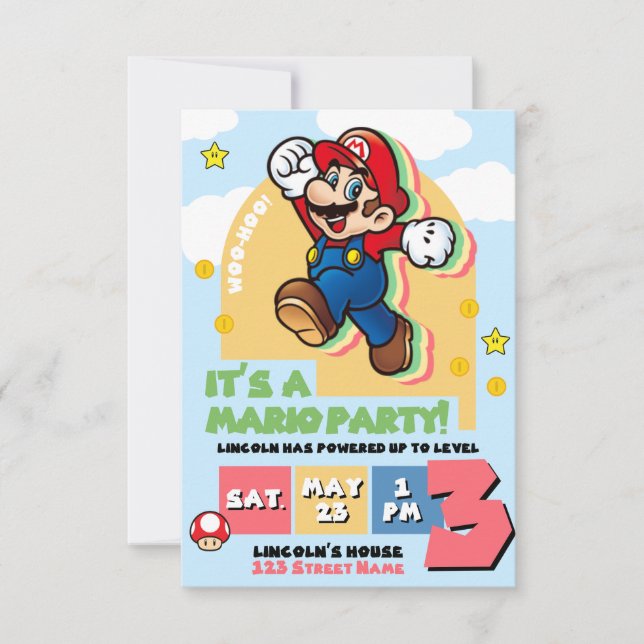 Invitación Super Mario Birthday Invitation (Anverso)