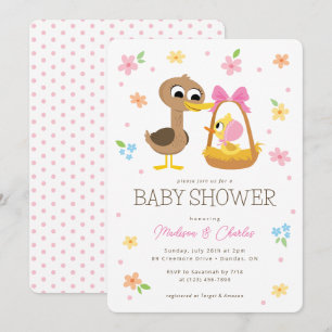 Invitación Super Simple   5 Little Ducks Chica Baby Shower
