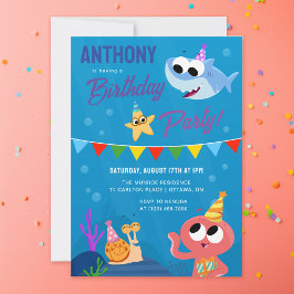 Invitación Super Simple | Finny the Shark Ocean Birthday