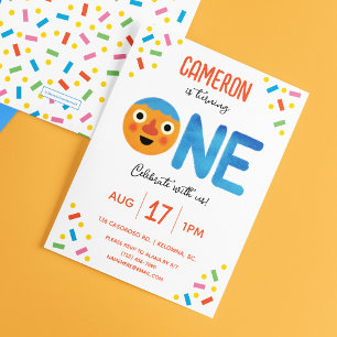 Invitación Super Simple Noodle & Pals Confetti Primer cumplea