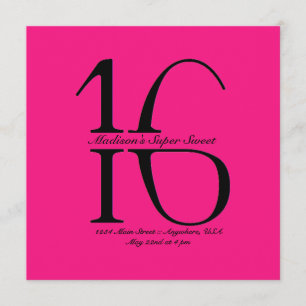 Invitación Super Sweet 16 de tachado