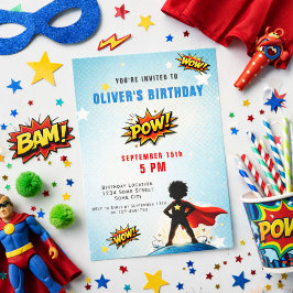 Invitación Superhero Cartoon Boy Birthday Party