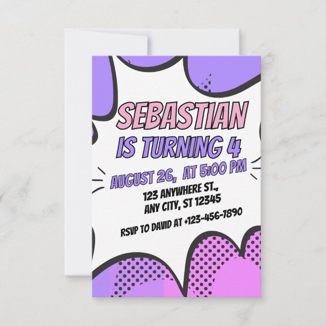 Invitación Superhero Girl's 4th Birthday Invitation (Anverso)