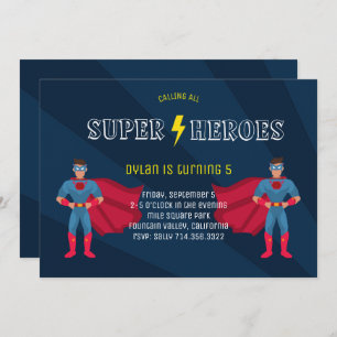 Invitación Superhéroe Boys Comic Book Birday Party