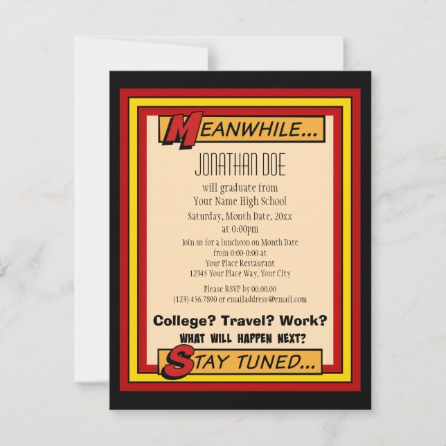 Invitación Superhéroe Graduado (Anverso)