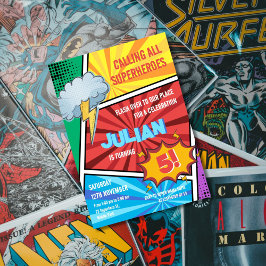 Invitación Superhéroe masculino cumple 5 años