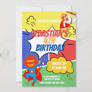 Invitación Superhéroe Tema Niños Fiesta de cumpleaños