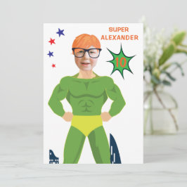 Invitación Superhéroe verde: Hombre del músculo Aqua Fun Cump