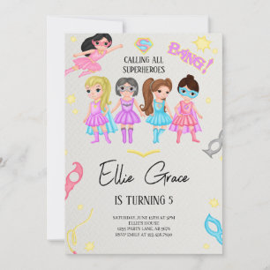 Invitación Superhéroes chicas