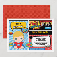 Superheroína Baby Boy Shower / Comic Book Blonga C
