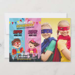 Invitación Superheroína Chica de foto de cumpleaños de artic