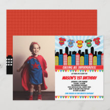 Superheroína niño primer cumpleaños Fiesta foto