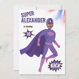 Invitación Superheroína única asombroso niño fabuloso cumplea