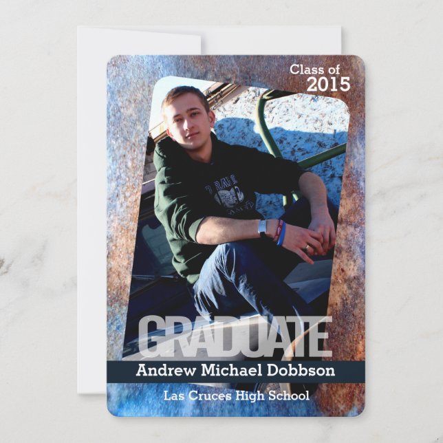 invitación superior de grunge de acero Metalizado  (Anverso)