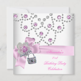 Invitación Superposición de fiesta de cumpleaños 21 Pink Jewe