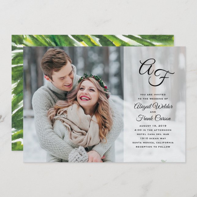 Invitación Superposición de follaje de foto (Anverso / Reverso)