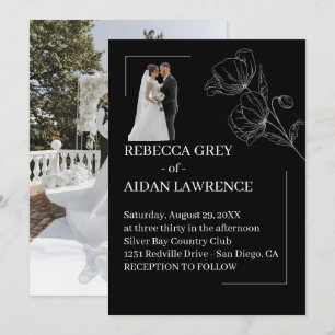 Invitación Superposición de foto de boda en blanco y negro cl