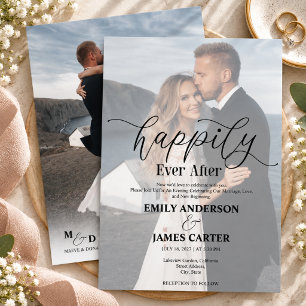 Invitación Superposición de foto de boda Felices para siempre