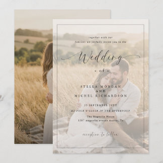 Invitación Superposición de foto de caligrafía con letra eleg