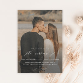 Invitación Superposición de foto de escritura elegante 2 Boda