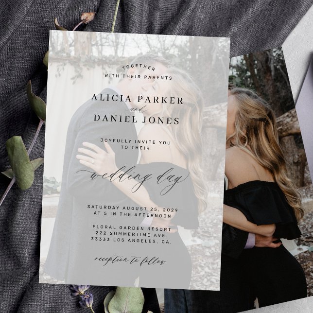 Invitación Superposición de foto en blanco y negro para boda  (Subido por el creador)