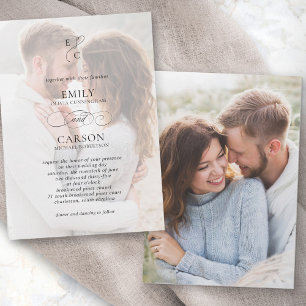 Invitación Superposición de vitela falsa para boda elegante c