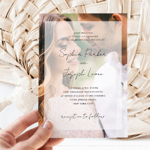 Invitación Superposición elegante de fotos   Boda