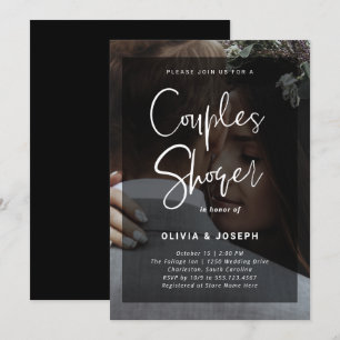 Invitación Superposición en blanco y negro Ducha de parejas