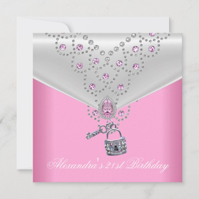 Invitación Superposición para Fiesta de Cumpleaños 21 Rosa Ce (Anverso)