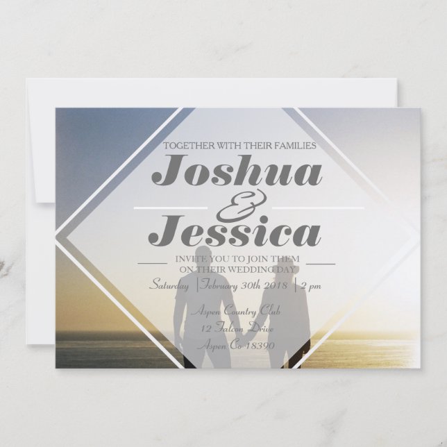 Invitación Superposición urbana moderna | Personalizado Boda  (Anverso)