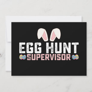 Invitación Supervisor de caza de huevos divertido conejo de P