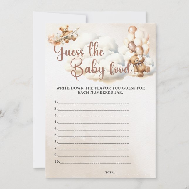 Invitación SUPONGA QUE EL BABY FOOD Baby Shower Game Cute Bea (Anverso)