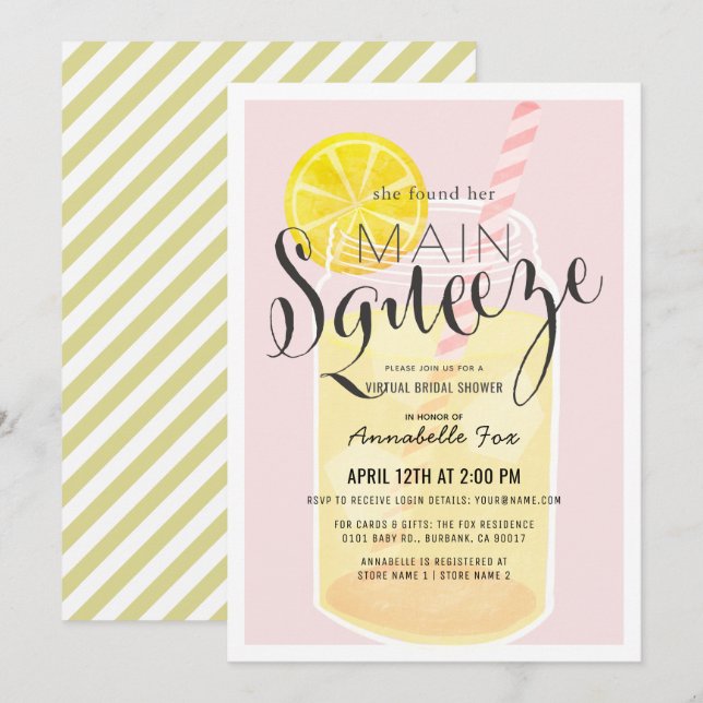 Invitación Supresión principal de la ducha de novia virtual r (Anverso / Reverso)
