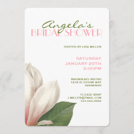 Invitación Sur de Magnolia Bridal Shower | Verde blanco rosad