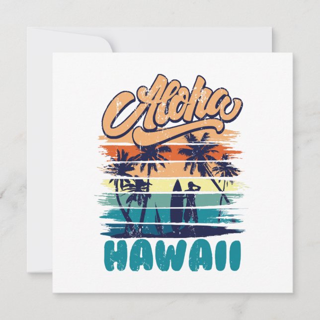 Invitación Surf - Aloha Hawái (Anverso)