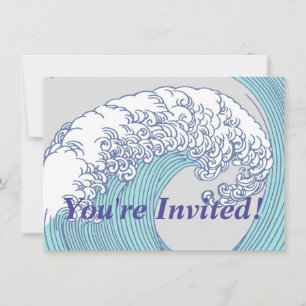 Invitación Surf asiático japonés ondea arte oceánico