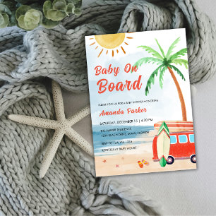 Invitación Surf Beach Baby A Bordo Baby Shower