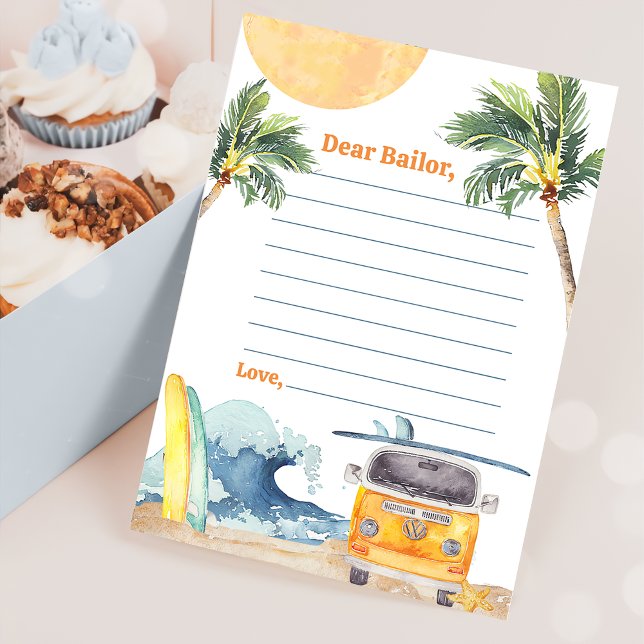 Invitación Surf Beach Birthday Party Time Capsule Note Card (Subido por el creador)