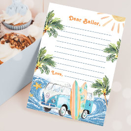 Invitación Surf Beach Birthday Party Time Capsule Note Card