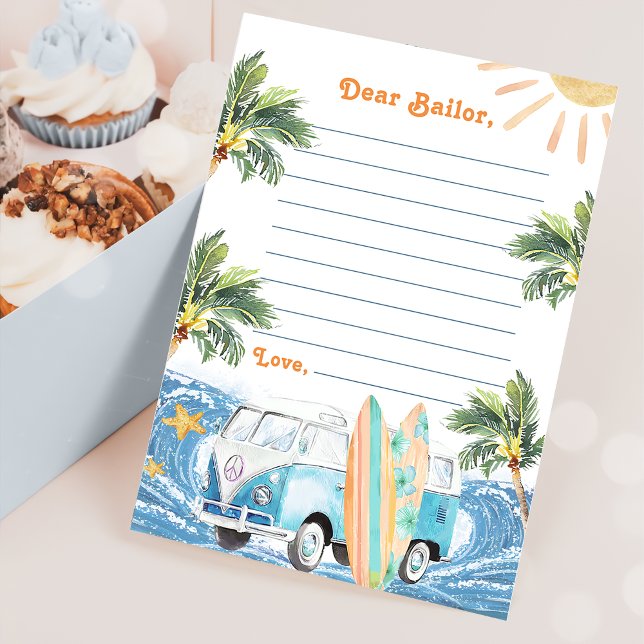 Invitación Surf Beach Birthday Party Time Capsule Note Card (Subido por el creador)