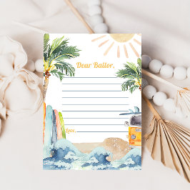 Invitación Surf Beach Birthday Party Time Capsule Note Card