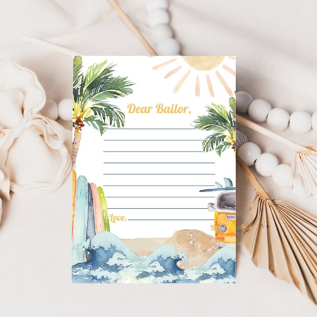Invitación Surf Beach Birthday Party Time Capsule Note Card (Subido por el creador)